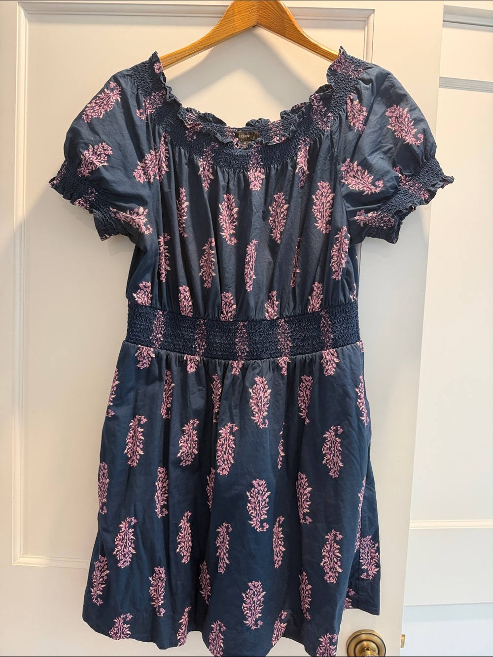 J. Crew Navy Dress with Pink Floral Print